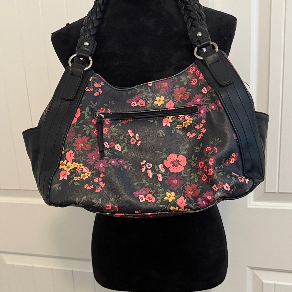 Apt. 9 Black and Pink Floral Shoulder Bag and Wallet - Picture 3 of 16